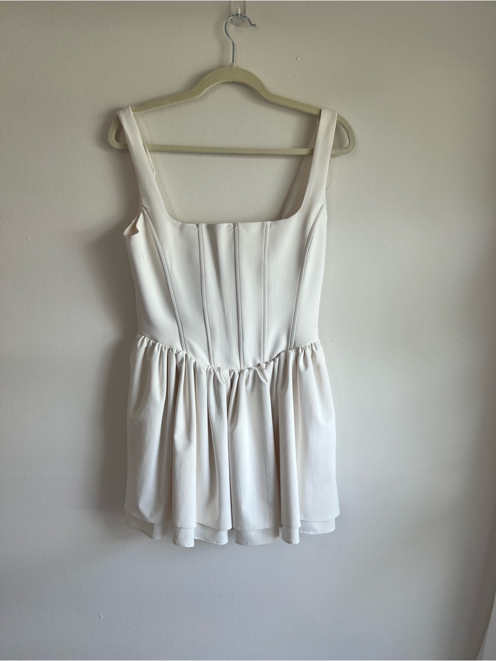 Women's White Square-Neck Mini Dress NWT Zara